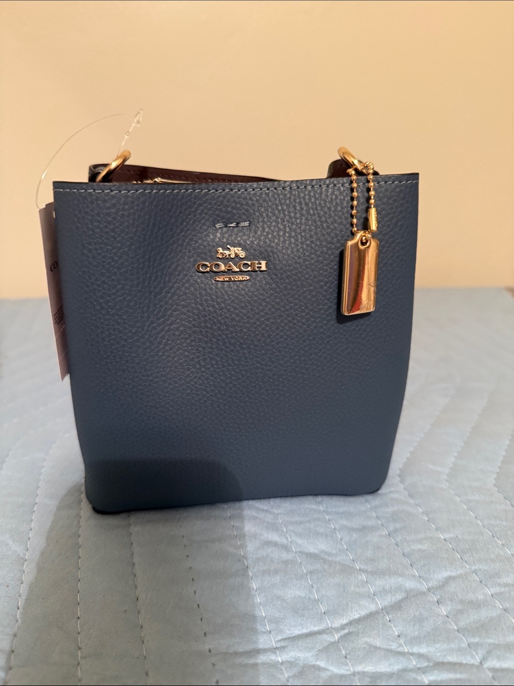 Coach Pebbled Leather Crossbody in Navy with Gold Hardware